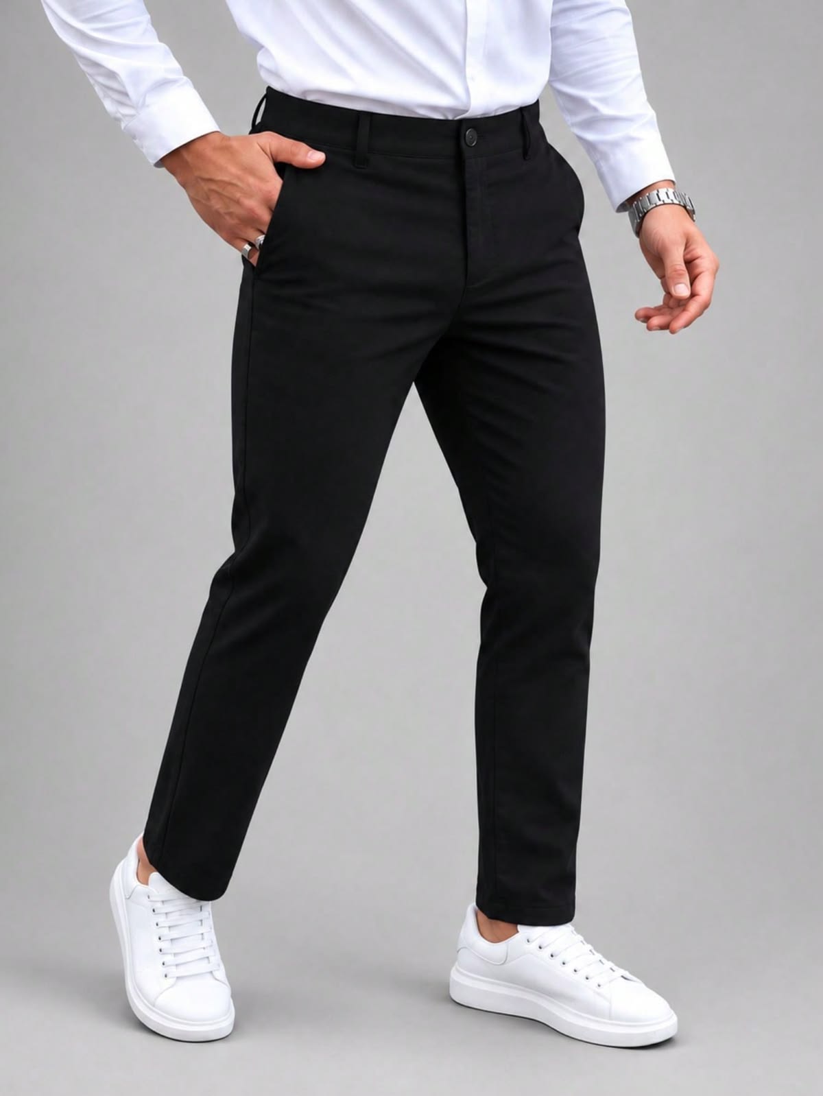 Classic Black Cotton Pants